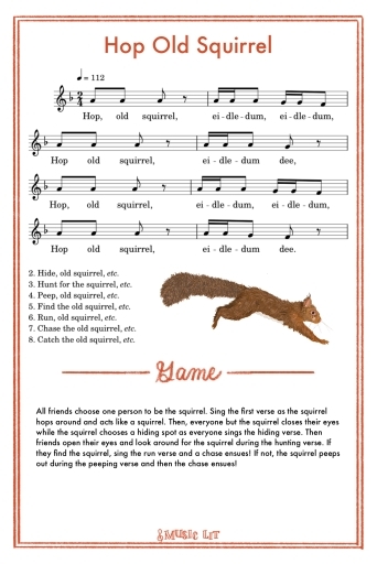 Hop Old Squirrel Song Card MusicLit Books Early Childhood Music 