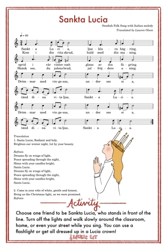 Sankta Lucia Traditions and Song Card