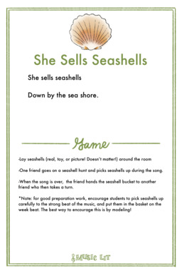 Seashells Song Card