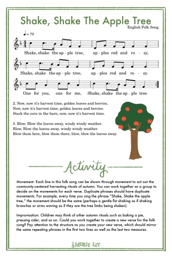 Shake, Shake the Apple Tree Song Card